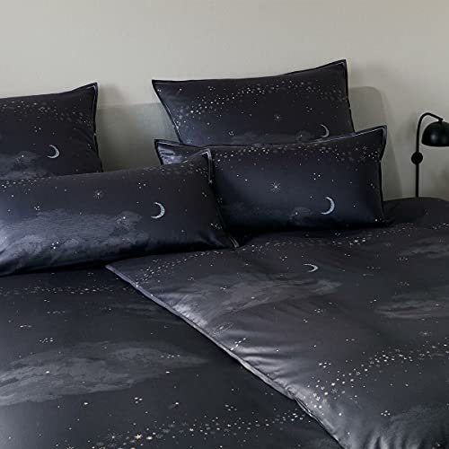 elegante Mako-Satin Bettwäsche Stars Gold 1 Bettbezug 135 x 200 cm + 1 Kissenbezug 80 x 80 cm