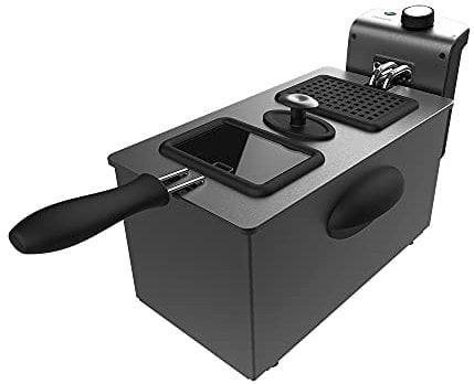 Cecotec Freidora de Aceite de 3 Litros CleanFry 3000 Dark. 2180 W, Acero Inoxidable, Filtro OilClean, Tapa con Ventana y Filtro Antiolores, Totalmente Desmontable, Lacada en Negro