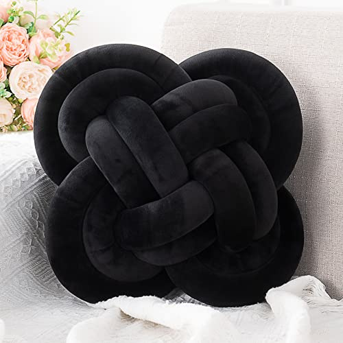 Xiashrk Knot Pillow, Decorative Throw Pillows with Soft Plush for Couch, 12 Knotted Pillows Black Dorm Room Decor Knot Pillow Ball Decorative Cushion for Bed Living Room