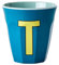 RICE DK - Tazza in melamina media, colore: Blu scuro con lettera T