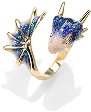ZAGZIG Ciel étoilé Petit Dragon Bleu Ouverture Anneau personnalité coloré Frais et Unique Artisanat Charme Femmes Argent Bijoux Cadeau
