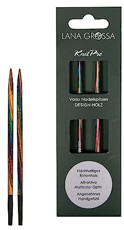 Lana Grossa Nadelspitzen Vario Holz – Stricknadeln aus Birkenholz, bunt, ergonomisch & langlebig – Zubehör für Strick- & Häkelprojekte - 5,5
