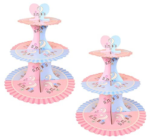 2 pcs Alzata Torta,3 Livelli Alzata Cupcake in Cartone,Adatto per La Festa di Matrimonio, Compleanno, Baby Shower, Torta, Torta da Dessert(genere).