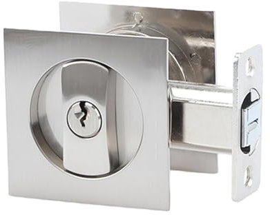 HOCONNIE Manilla para Puerta de Bolsillo con Llave Cerradura de Puerta Corredera Cerradura Puerta Corredera 66mm Plateado
