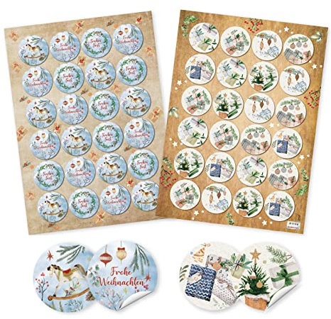 Logbuch-Verlag 2 x 24 Weihnachtsetiketten Aufkleber für Geschenke mit Text Frohe Weihnachten für Kunden klein rund 4 cm