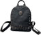 Caalaay Skull Rucksack Damen Gothic Rucksack Schwarz Kunstleder Rucksack Reißverschluss Nieten Rucksack für Party Casual Männer & Frauen