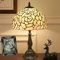 AIBOTY Rose Lampe, Tiffany Bankers Lampe, Vintage Tischlampe, Buntglas Beige Rose Lampenschirm, Tischleuchte Klavier Schreibtischlampe Schlafzimmer Nachttischlampe für Wohnzimmer Büro Studie,b