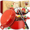 KRUSTENZAUBER Cocotte en fonte [avec fourchette à viande] – Faitout de qualité supérieure de 26 cm – Passe au four – Cocotte idéale avec couvercle, casserole à induction, émail, marmite en fonte