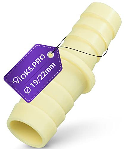 Vioks.pro Schlauch Verbindungsstück aus Kunststoff 19/22mmØ - Ablaufschlauch Verbinder - Wasserschlauch Verbinder - Spül-& Waschmaschine Zubehör