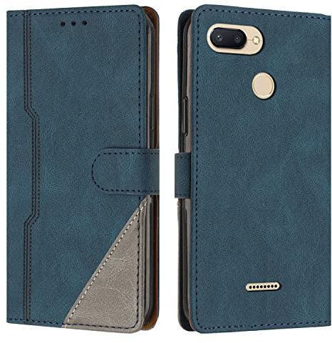 Radoo Kompatibel mit Xiaomi Redmi 6 / 6A Hülle, PU Leder Handyhülle [Stand Feature] [Kartenfachr] [Magnetic Closure Snap] Schutzhülle Klappbar Flip Case Cover für Xiaomi Redmi 6 / 6A (Blau)