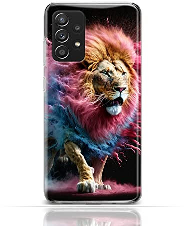 CoverHeld Hülle für iPhone 8 Handyhülle Schutzhülle aus Silikon TPU Softcase mit Motiv 3493 Löwe blau Pinke Mähne Farbenexplosion