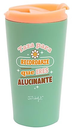 Mr.Wonderful Taza take away, térmica, Taza para recordarte que eres alucinante, 15,5 x 9 x 8