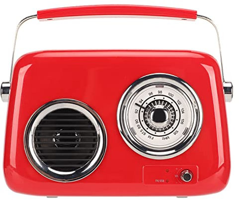 Retro-Bluetooth-Lautsprecher, Tragbares Kleines Kabelloses Vintage-Radio mit 5-W-Lautsprecher, 87,5 Bis 108 MHz Manuelles Einstellband, 1500-mAh-Akku, für Partys Im Freien (Rot)