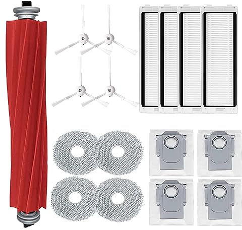 Odashen 17-teiliges Zubehör-Set, Ersatz für Roborock Q Revo für Roborock P10 Roboter-Staubsauger, Hauptbürste, Wischtuch, Staubbeutel, Hepa-Filter, Seitenbürste (weiß)