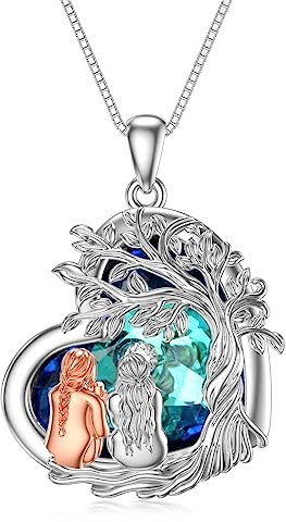 HARMONY BOLA Collier en argent sterling avec pendentif en forme de cœur en cristal d'amitié - Cadeau pour la fête des mères, un anniversaire, Noël, pour femme, sœur, amie, Argent sterling