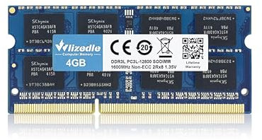 DDR3 /DDR3L Laptop Memoria RAM 4GB 1600MHz CL11 SO-DIMM Wlizedle Modulo di Memoria PC3-12800 /PC3L-12800 204-Pin 1.35V /1.5V Notebook Memory per Computer Portatile, Blu