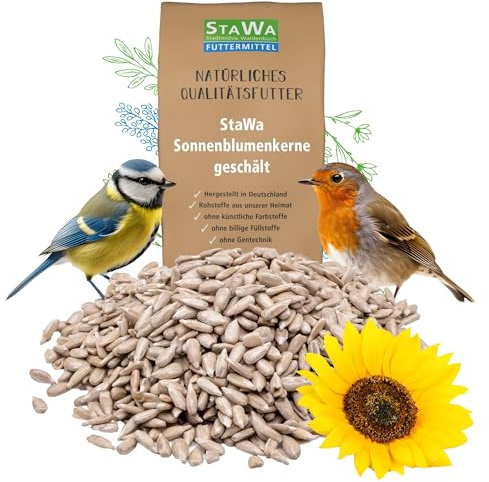 StaWa Sonnenblumenkerne geschält – schalenfreies Wildvogelfutter für Gartenvögel, sauber & energiereich, ideal fürs Futterhaus und den Balkon – Ganzjahresfutter, 25 kg