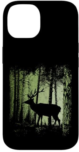 Dämmerung Zwielicht Wald Rotwild Hirsch Silhouette Hülle für iPhone 14