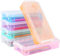 FAMCUCHE 6 pcs Pencil Box, Stackable Clear Pencil Storage with Snap Tight Lid, 6 Colours Pen Storage, 22x10x4 cm Stationery Box for Stationery Watercolour Pencils Brush Crayons Drawing Tools