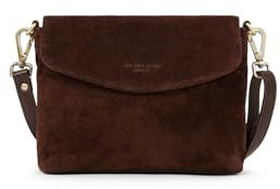 HOLZRICHTER Berlin Umhängetasche No 1-2 (M) Kaffee - elegante Tragetasche, Ausgehtasche, Handtasche handgefertigt aus Premium-Veloursleder