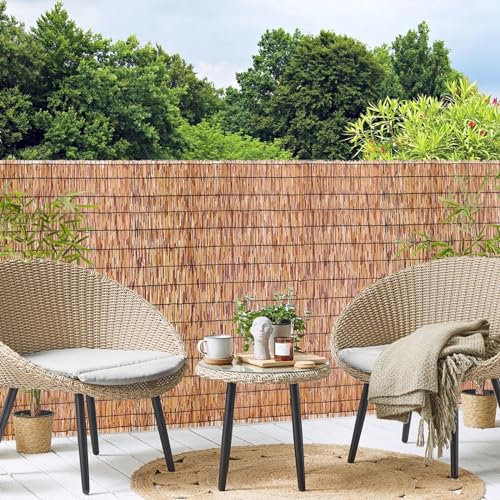 Canisse Bambou 90x300cm 100x500cm 140x400cm Clôture en Roseau Durable Occultant Brise-Vue Clôture de Roseau pour Balcon Jardin Patio(Color:Carbonized Black Line,Size:60x200cm)