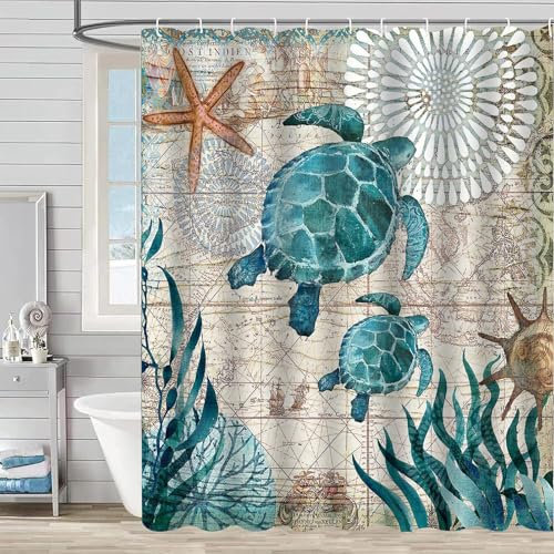 FAIRYGATE Bath Curtain Cute Shower Curtain Blue Ocean Underwater Colorful Fish Coral Reef Decorations Ocean Theme Bathroom Curtains Decor 180 x 180 cm B9316