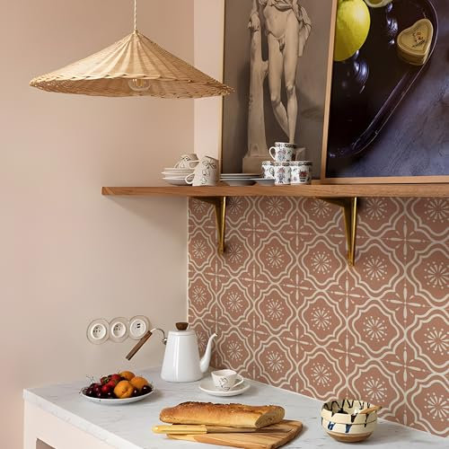 Alwayspon Fliesenaufkleber, selbstklebend, selbstklebend, für Badezimmer, Küche, Spritzschutz, Abziehen und Aufkleben, Vinyl-Boden-, Wandfliesen-Aufkleber, 10 Stück x 20 cm, Rot