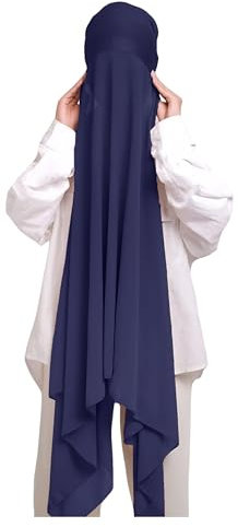 Lina & Lily Chiffon Instant Hijab mit Jersey Unterkappe, Damen Kopftuch Set mit Bindeband (Marineblau)