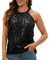 LEACOOLKEY Damen Pailletten-Träger-Tops Glitzerndes Dressy Tank Tops Party Weste Glitter Ärmelloses Shirt
