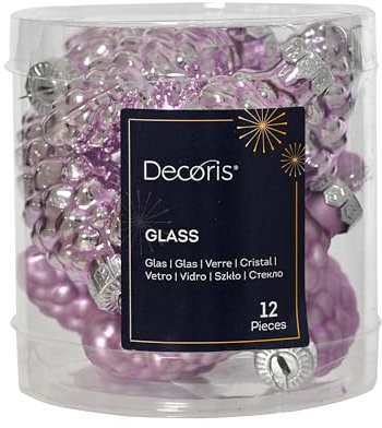 Christbaumschmuck Zapfen 6cm Glas 12 Stück - matt & glänzend - Glaszapfen Christbaumkugeln Weihnachtsbaumkugeln Weihnachten - Weihnachtsbaumschmuck - Helllila