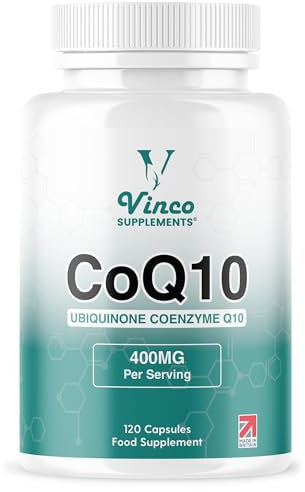 Vinco CoQ10 400mg - 120 High Strength Ubiquinone Coenzyme Q10 Capsules - Antioxidant for Heart & Cardio, Increased Energy & Focus - Naturally Fermented - Non-GMO & Gluten Free - UK Made