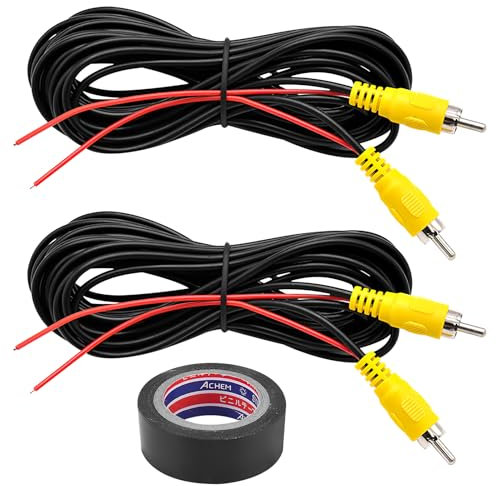 HENGBIRD 2 cavi per fotocamera da 10 m, cavo video Rca con presa video gialla, per presa e cavo di alimentazione e nastro isolante, adatto per autorecorder e telecamera per auto