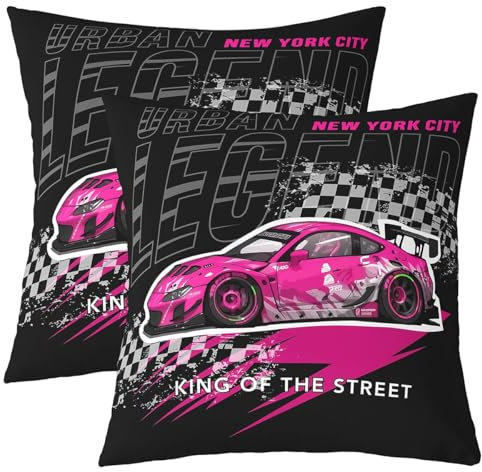 Homemissing Plum Rot Schnellwagen Kissenbezug Kissenbezüge 60x60cm New York City 2er Set Kissenbezüge für Schlafsofa Stuhl Auto Extremsport Sofakissen Couchkissen Weich Dekor Luxus Auto Dekokissen