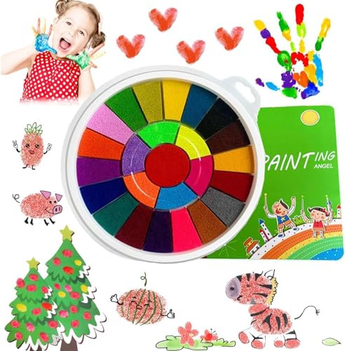 25 Couleurs Kit de Peinture au Doigt Amusant Kit de Lavables Peinture au Doigt Non Toxique avec Livre pour Enfants bricolage sûr et non Toxique Jouet de Dessin au Doigt kit Doutils Dapprentissage