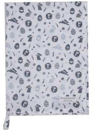 Krasilnikoff - Geschirrtuch - KW13210 Playful Easter, Grey