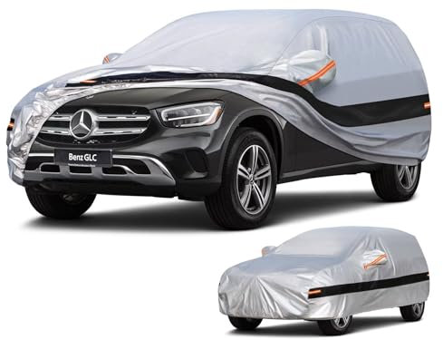 Holthly Autoabdeckung SUV Passend für Mercedes Benz GLC Klasse 200 220 250 300 350 GLC43 GLC63 (2015-2025) 10 Schichten Vollgarage Auto Abdeckplane 100% Wasserdicht Autoplane Outdoor Autogarage