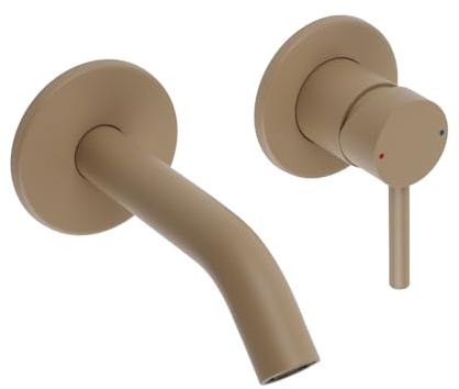 Milano Elements Wall Mounted Bathroom Basin Mixer Tap Lever Handle - Sand