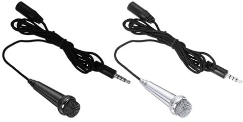 QUARKZMAN 2 Stück Mini Mikrofon Winziges Mikrofon Tragbares Mikrofon mit Abdeckungen zum Singen Sprachaufnahme Video für Telefon Computer Notebook Schwarz, Silber