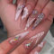 Auiremrti 24 Stück Lange aufdrückbare Nägel, Stiletto-förmige künstliche Nägel, handgefertigte falsche Nägel mit Strass-Designs, Ombre-Klebe-Nägel, glitzernde künstliche Nägel