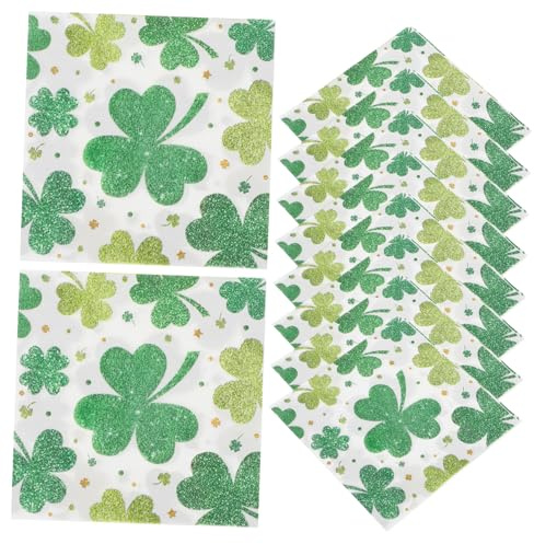 FRCOLOR 20stücke St Patrick's Day Servietten Kleeblatt Design Einweg Papierservietten Für Tischdekoration Für Partys Und Feiern Hohe Saugfähigkeit Und Stilvolles Design