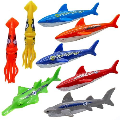 DIELOVEHUA 8 Piezas Juguetes de Buceo, Juguete de Buceo para Niños, Juguetes de Buceo en Piscina, Juego de Juguetes de Buceo para Piscina para Niño Niña