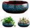 Lotus Bowl Pflanzer, runde Keramikpflanztöpfe, Keramik Glazed Lotus Bowl, Vintage Decorative Lotus Blumenschale, Nicht Slip Wasserlily Schüssel für saftige Pflanzen (Null Blue)