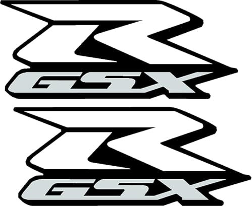 GSXR Suzuki Aufkleber Set – Wetterfest & Hochwertig – 12x5 cm – Für Motorrad & Helm – Farben Rot Weiß Blau Gelb Grün – 2 Stück (Weiß)