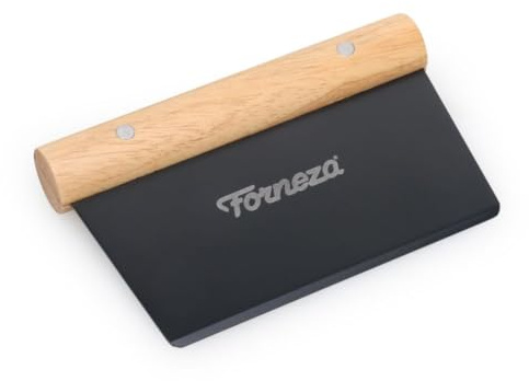 Forneza Grattoir à pâte en acier inoxydable avec poignée en bois antidérapante I Spatule rectangulaire pour gâteaux, pizzas, pain, fournitures de cuisine