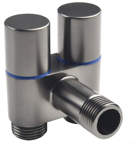 Válvula de ángulo de doble control G1/2 pulgadas de entrada de dos vías, grifo de lavadora de latón, suministro de agua, válvula de cierre para inodoro, baño, cocina, fregadero, jardín, lavabo