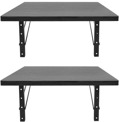 2 Artikel Schwarz Wandmontierte Werkbank, Klappbare Werkbank Tisch für Werkstatt, Garage, Büro, Zuhause 60 * 58 * 25 cm