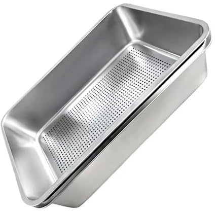 Katzentoilette Leicht Zu Reinigen – Edelstahl Katzenklo mit Sieb – Groß Katzenklo Offenes Design Niedrige Schwelle – Metall Wanne Großes Fassungsvermögen
