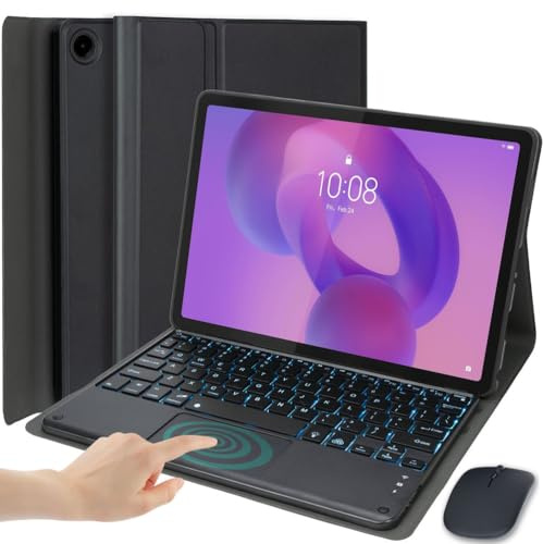 EHLCYS Keyboard Case for Lenovo Idea Tab 11-inch 2025 Models (TB-336ZU/TB-336FU), 7-Color Backlight Detachable Smart Trackpad Wireless Bluetooth Keyboard, Ultra-Thin Cover with Mouse,Schwarz