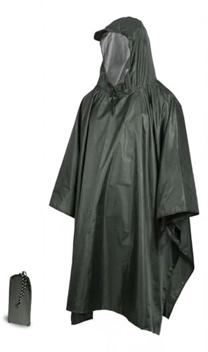 AUGOOL Poncho Pluie Imperméable Adulte avec Capuche, Léger, Réutilisable, Séchage Rapide, 3-en-1 Tapis de Camping/Ombre de Camping, Randonnée Vélo l'extérieur,Taille Unique