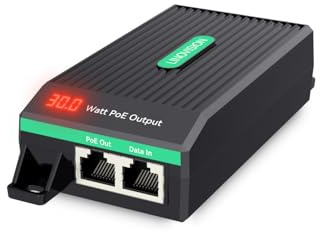 LINOVISION Gigabit 30W POE+ Injektor mit intuitiver Stromverbrauchsanzeige, Eingang AC100-240V, IEEE802.3af/at 30W Strom- und Datenausgang für IP-Kamera, Wireless AP, VoIP-Telefon